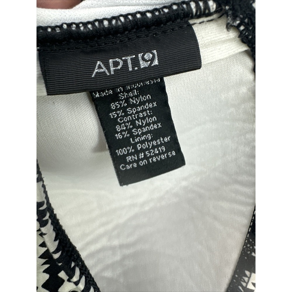 Apt. 9 Womens Black White Chevron Zig Zag Ruched Swimdress Halter Swimsuit L - Picture 8 of 9